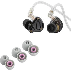imageLinsoul KZ ZS10 PRO 2 1DD4BA in Ear Monitor IEMBlack with Mic  Kiwi Ears Flex Earbud Tips 3 Pairs SML Size