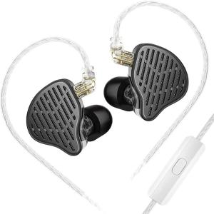imageLinsoul KZ x HBB PR2 132mm Planar Driver in Ear Monitor HiFi IEM Earphones with N52 Magnet Array Nanoscale Diaphragm Detachable 2 Pin SilverPlated Cable for Gaming Audiophile Black with MicBlack