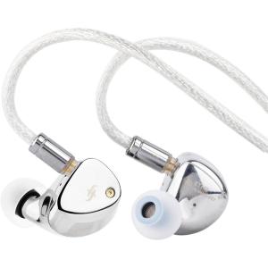 imageLinsoul SIMGOT ET142 in Ear Monitor 1 Planar  1 PZT Hybrid Driver HiFi IEM Earphone Wired Earbuds with Replaceable Tuning Nozzles Detachable SilverPlated OFC Cable for Musician Audiophile