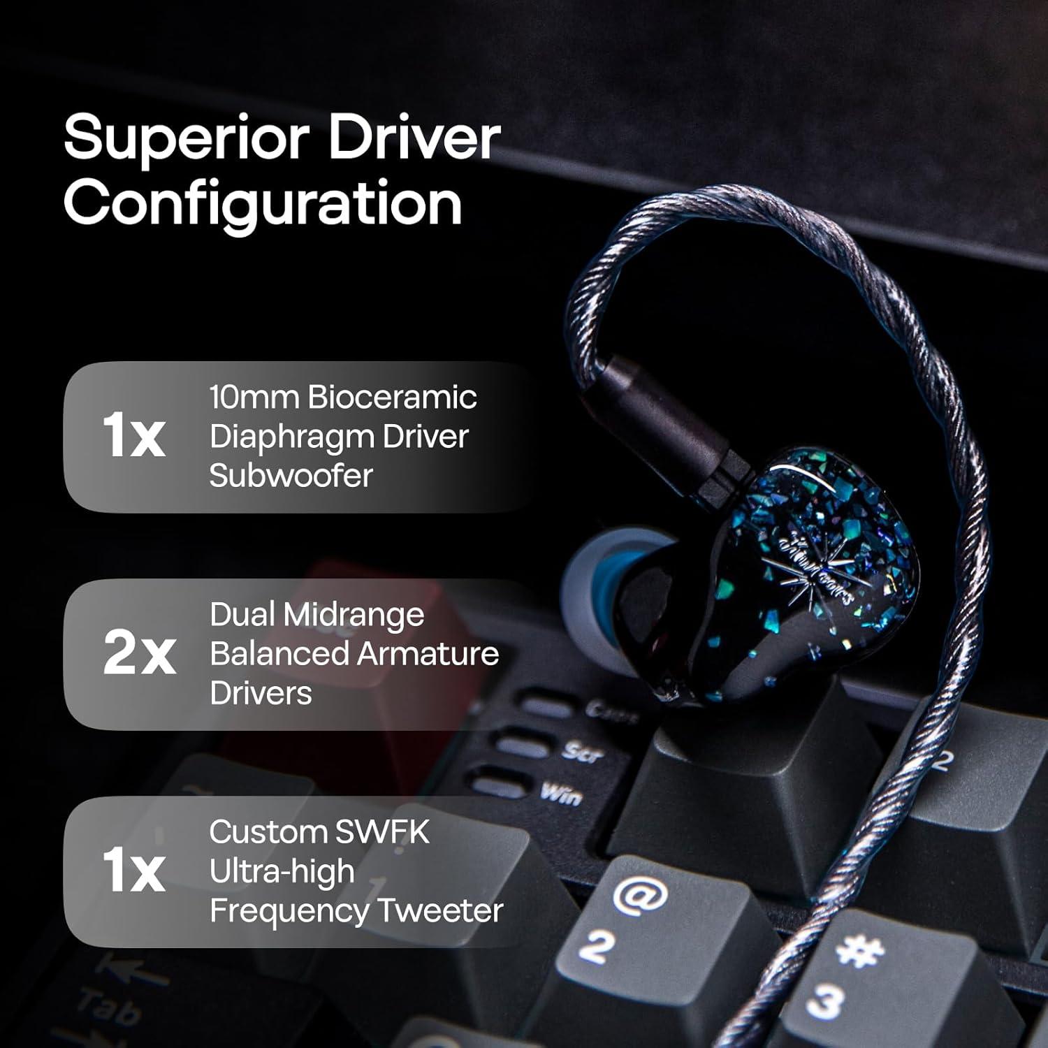 imageLinsoul Kiwi Ears Astral 1DD6BA Hybrid in Ear Monitor Wired Earbuds HiFi Studio Recording ampampMixing Earphone Portable Gaming IEMs for Professional Music Engineers Audiophiles Blue Kiwi E