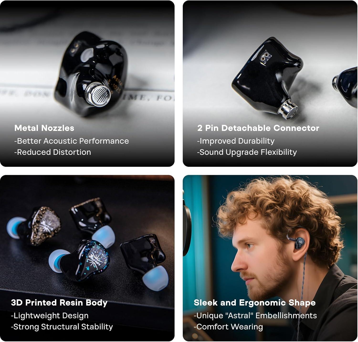 imageLinsoul Kiwi Ears Astral 1DD6BA Hybrid in Ear Monitor Wired Earbuds HiFi Studio Recording ampampMixing Earphone Portable Gaming IEMs for Professional Music Engineers Audiophiles Blue Kiwi E