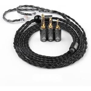 imageLinsoul QKZ Q1 MAX 16Stand 352 Cores SilverPlated HiFi Earphones Upgrade Cable with Interchangeable 25mm35mm44mm Plug Replacement Cable for Audiophile Grey MMCXBlack