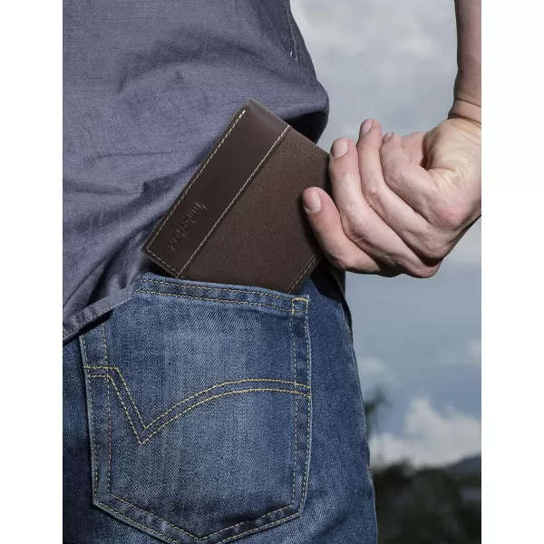 Timberland Men's Baseline Leather Canvas Wallet with Attached Flip Pocket