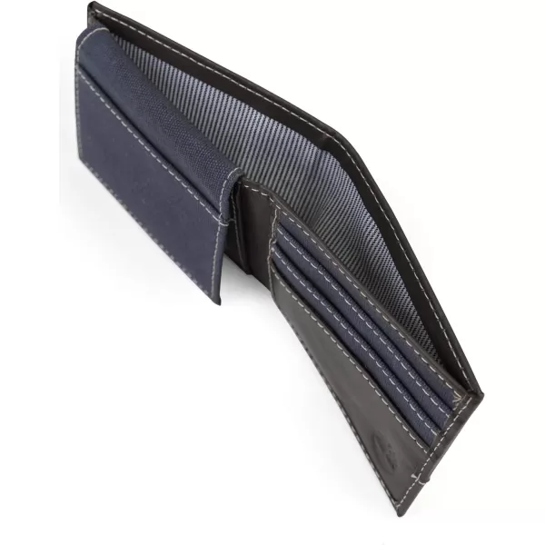 Timberland Men's Baseline Leather Canvas Wallet with Attached Flip Pocket