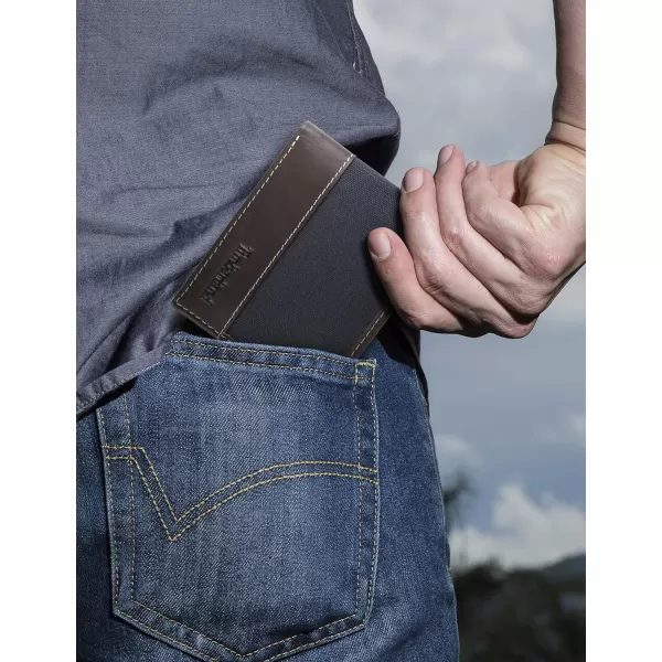 Timberland Men's Baseline Leather Canvas Wallet with Attached Flip Pocket