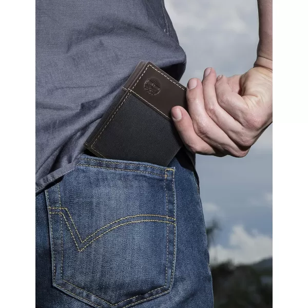 Timberland Men's Canvas &amp; Leather Trifold Wallet