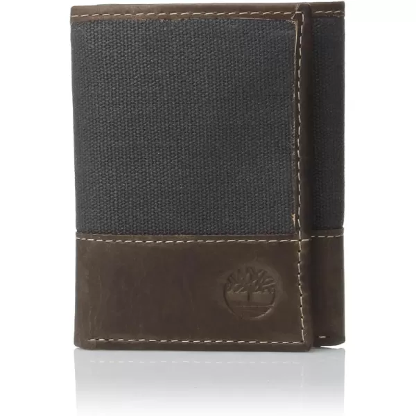 Timberland Men's Canvas &amp; Leather Trifold Wallet