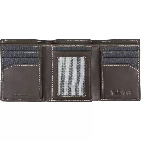 Timberland Men's Canvas &amp; Leather Trifold Wallet