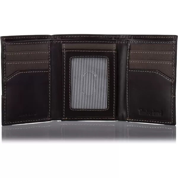 Timberland Men's Canvas &amp; Leather Trifold Wallet