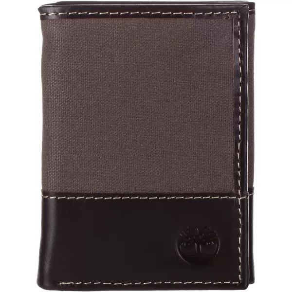 Timberland Men's Canvas &amp; Leather Trifold Wallet