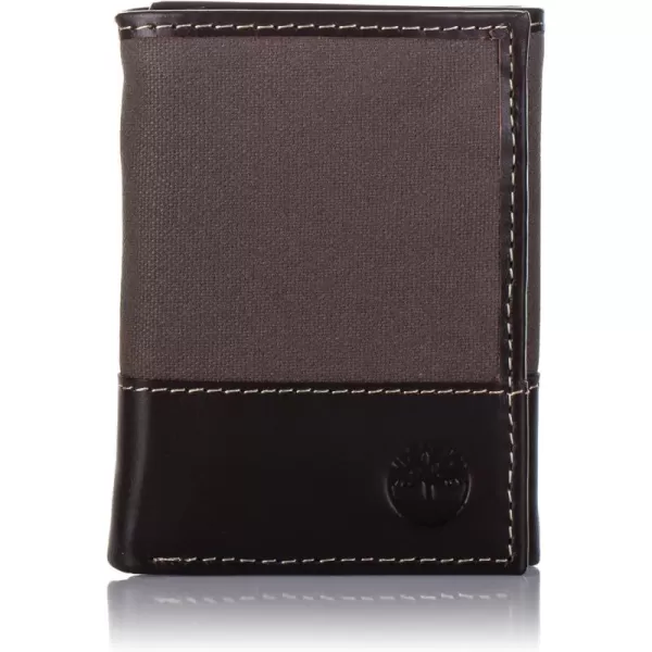 Timberland Men's Canvas &amp; Leather Trifold Wallet