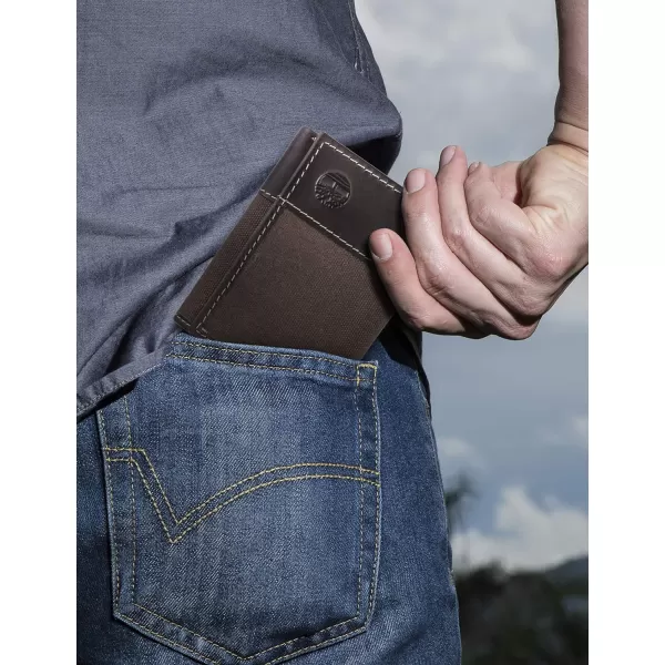 Timberland Men's Canvas &amp; Leather Trifold Wallet