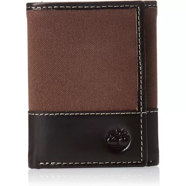 Timberland Men's Canvas &amp; Leather Trifold Wallet