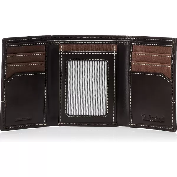 Timberland Men's Canvas &amp; Leather Trifold Wallet