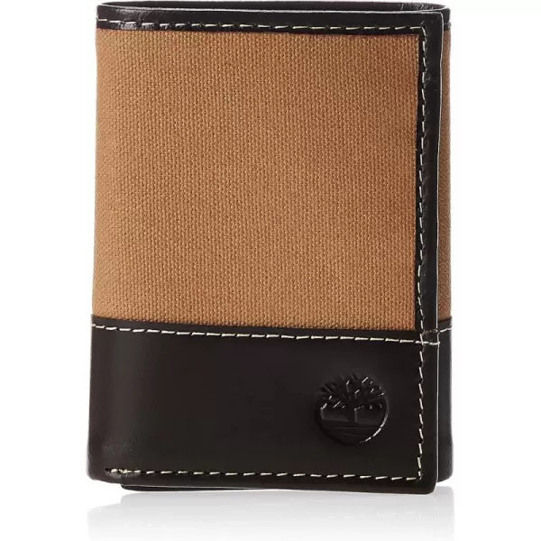Timberland Men's Canvas &amp; Leather Trifold Wallet