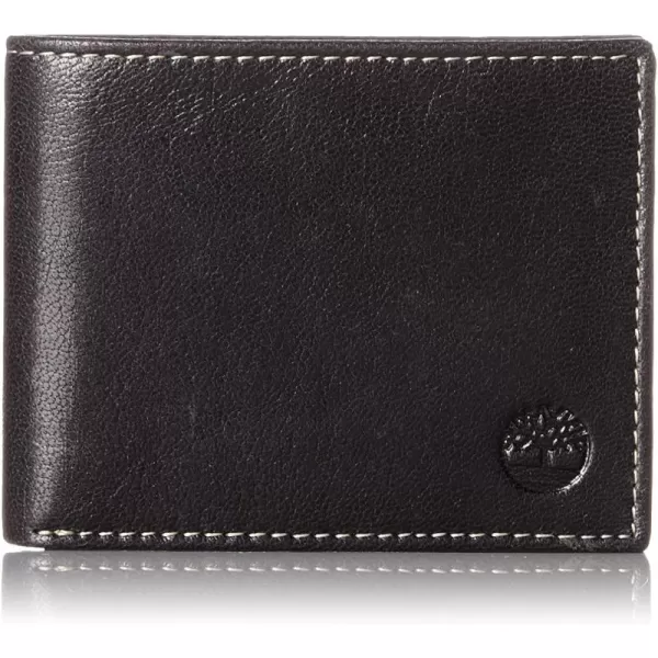 Timberland Men's Leather Passcase Trifold Wallet Hybrid)
