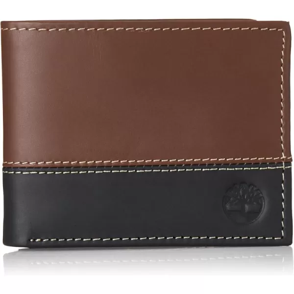 Timberland Men's Leather Passcase Trifold Wallet Hybrid