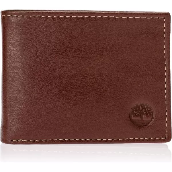 Timberland Men's Leather Passcase Trifold Wallet Hybrid)