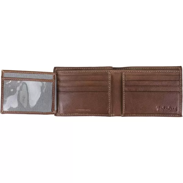 Timberland Men's Leather Passcase Trifold Wallet Hybrid)