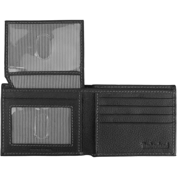 Timberland Men's Leather Wallet with Attached Flip Pocket)
