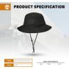 imageTimberland Mesh Panel Kids Boys Bucket Hat One Size Adjustable Chin Cord Wide Brim Sun Hat for Outdoor AdventuresBlack