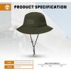 imageTimberland Mesh Panel Kids Boys Bucket Hat One Size Adjustable Chin Cord Wide Brim Sun Hat for Outdoor AdventuresLeaf Green Dark Green