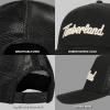 imageTimberland Trucker Hat for Men  Durable Cotton Twill Adjustable Snapback Cap Breathable Mesh BackBlack