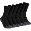 imageTimberland Mens Comfort Crew Socks Arch Support Padded Cushion Moisture Control Assorted 6 Pack Size 712Black