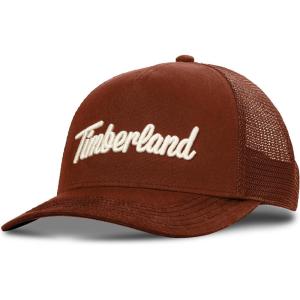 imageTimberland Kids Trucker Hat for Boys Ages 714 One Size Durable Cotton Twill Adjustable Snapback Breathable Mesh BackBurnt Henna Red