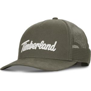 imageTimberland Kids Trucker Hat for Boys Ages 714 One Size Durable Cotton Twill Adjustable Snapback Breathable Mesh BackLeaf Green Dark Green