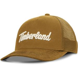 imageTimberland Kids Trucker Hat for Boys Ages 714 One Size Durable Cotton Twill Adjustable Snapback Breathable Mesh BackWheat Brown