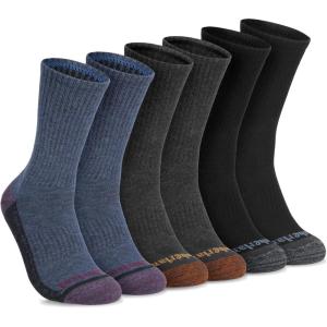 imageTimberland Mens Comfort Crew Socks Arch Support Padded Cushion Moisture Control Assorted 6 Pack Size 712Black Multi