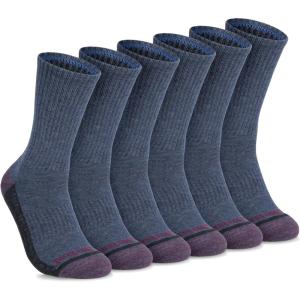 imageTimberland Mens Comfort Crew Socks Arch Support Padded Cushion Moisture Control Assorted 6 Pack Size 712Denim