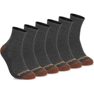 imageTimberland Mens Comfort Quarter Socks Arch Support Padded Cushion Moisture ControlCharcoal