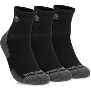 imageTimberland Mens Hiking Wool Winter Cushioned Low Cut Quarter Socks with Arch SupportBlack