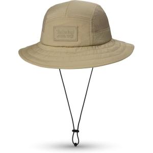 imageTimberland Mesh Panel Mens Bucket Hat Wide Brim Sun Hat with Adjustable Chin Cord Perfect for Outdoor AdventuresBeige