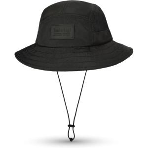 imageTimberland Mesh Panel Mens Bucket Hat Wide Brim Sun Hat with Adjustable Chin Cord Perfect for Outdoor AdventuresBlack