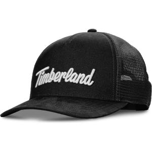 imageTimberland Trucker Hat for Men  Durable Cotton Twill Adjustable Snapback Cap Breathable Mesh BackBlack