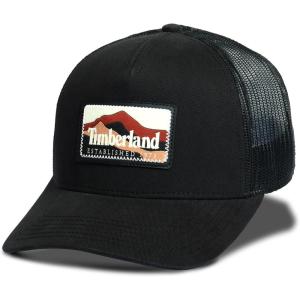 imageTimberland Trucker Hat for Men One Size Durable Cotton Twill Adjustable Mesh Back Curved Brim Breathable and LightweightBlack
