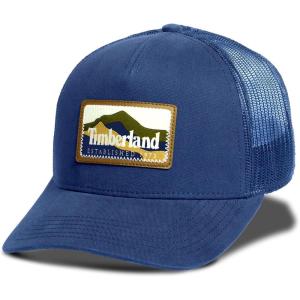 imageTimberland Trucker Hat for Men One Size Durable Cotton Twill Adjustable Mesh Back Curved Brim Breathable and LightweightDark Denim Navy Blue