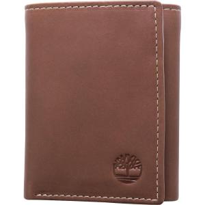 imageTimberland Mens Leather Trifold Wallet with ID WindowBrown Hunter