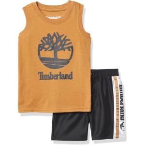 imageTimberland babyboys 2 Pieces Muscle Top Shorts SetBrown SugarDeep Black