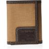 imageTimberland PRO Mens Canvas Leather RFID Trifold Wallet with Zippered PocketsKhaki