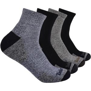 imageTimberland Mens Half Cushioned Quarter Socks 4 PairsBlack