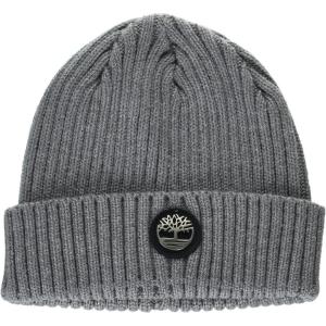 imageTimberland Mens Ribbed Watch Cap with Logo PlateLight Grey Heather