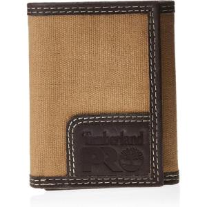 imageTimberland PRO Mens Canvas Leather RFID Trifold Wallet with Zippered PocketsKhaki