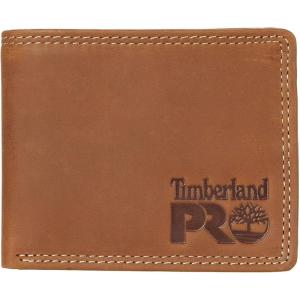 imageTimberland PRO Mens Slim Leather RFID Bifold Wallet with Back Id WindowWheatPullman