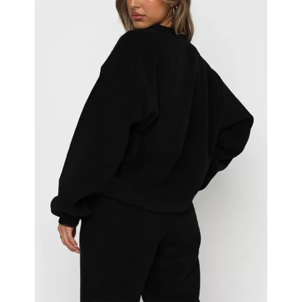 Gihuo Fall 2 Piece Sweatsuits Outfits for Women Corduroy Long Sleeve Pullover Sweatshirt and Pants Tracksuit Set