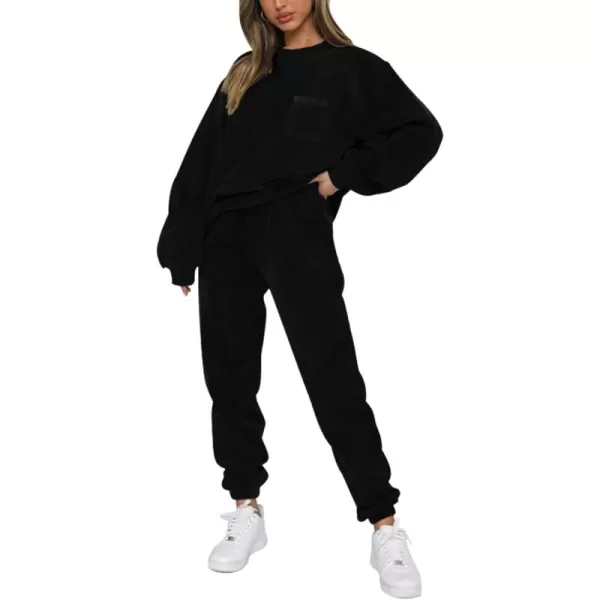Gihuo Fall 2 Piece Sweatsuits Outfits for Women Corduroy Long Sleeve Pullover Sweatshirt and Pants Tracksuit Set
