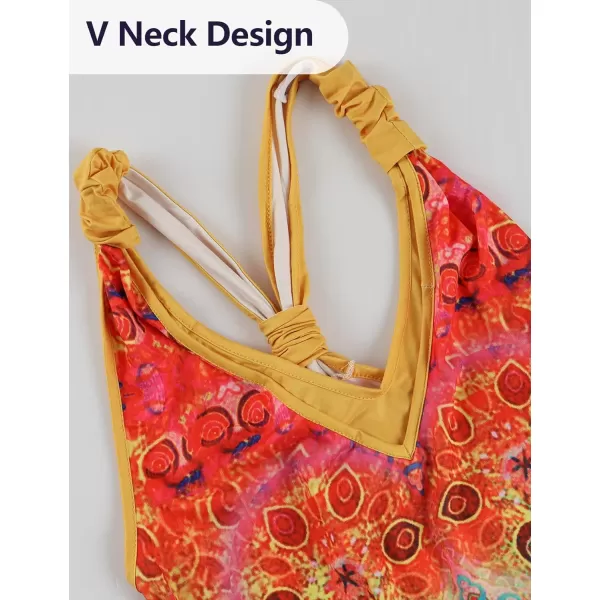 Gihuo Harem Jumpsuit for Women Boho Floral Beach Tie Dye Backless Jumpsuit Rompers